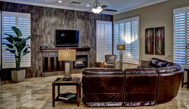 Plantation Shutters In A Orlando Living Room.